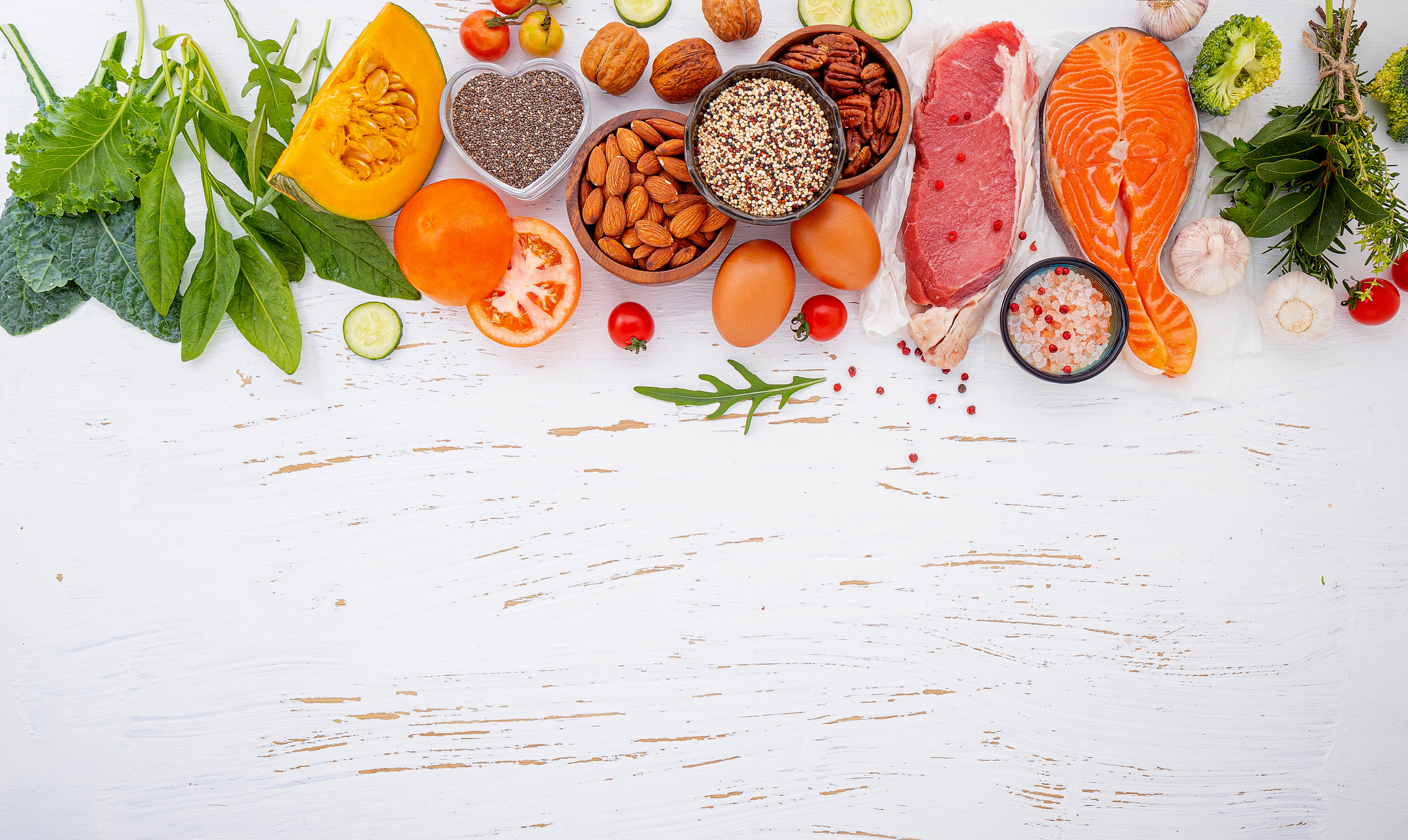 Ketogenic Low Carbs Diet Concept. Ingredients for Healthy Foods